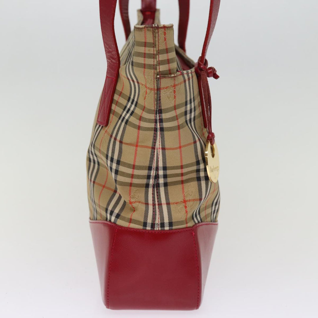 BurberrySs Nova Check Shoulder Bag Canvas Leather Beige Red Auth 77378
