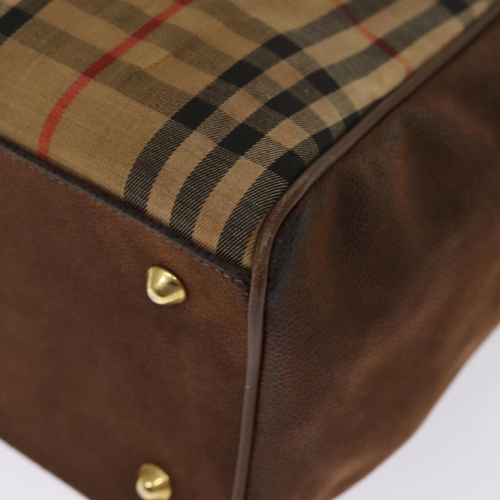 BurberrySs Nova Check Tote Bag Canvas Beige Auth 77379