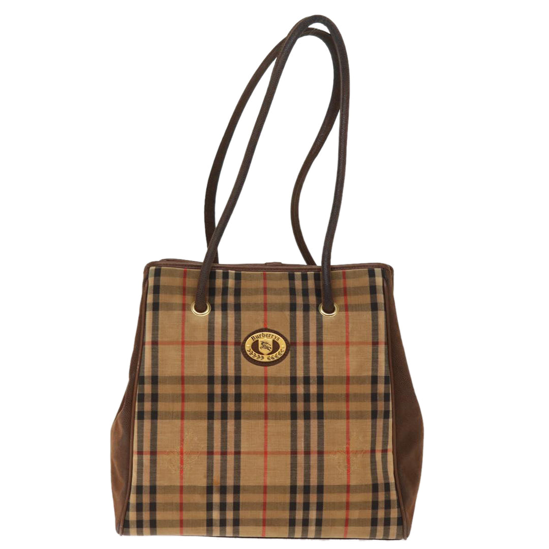 BurberrySs Nova Check Tote Bag Canvas Beige Auth 77379