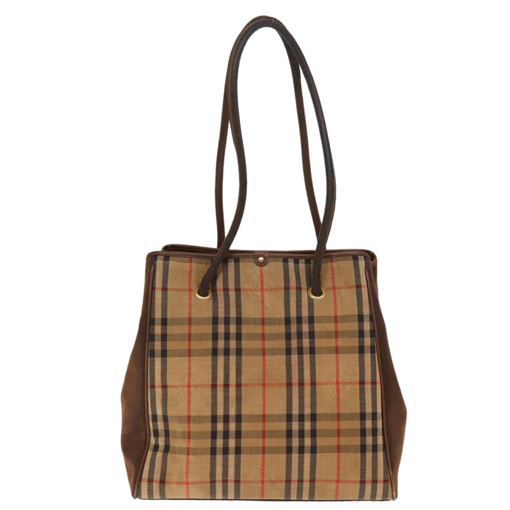 BurberrySs Nova Check Tote Bag Canvas Beige Auth 77379