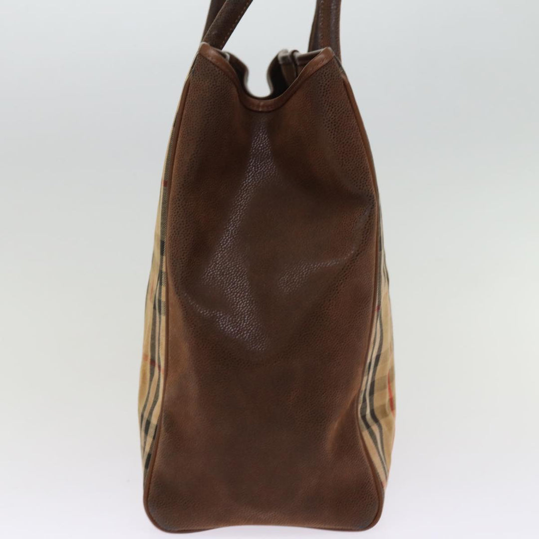 BurberrySs Nova Check Tote Bag Canvas Beige Auth 77379