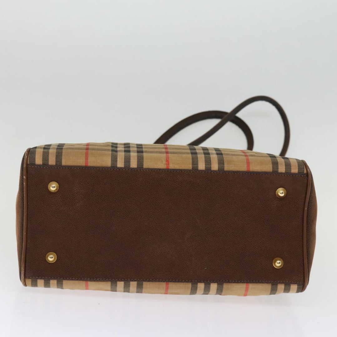 BurberrySs Nova Check Tote Bag Canvas Beige Auth 77379