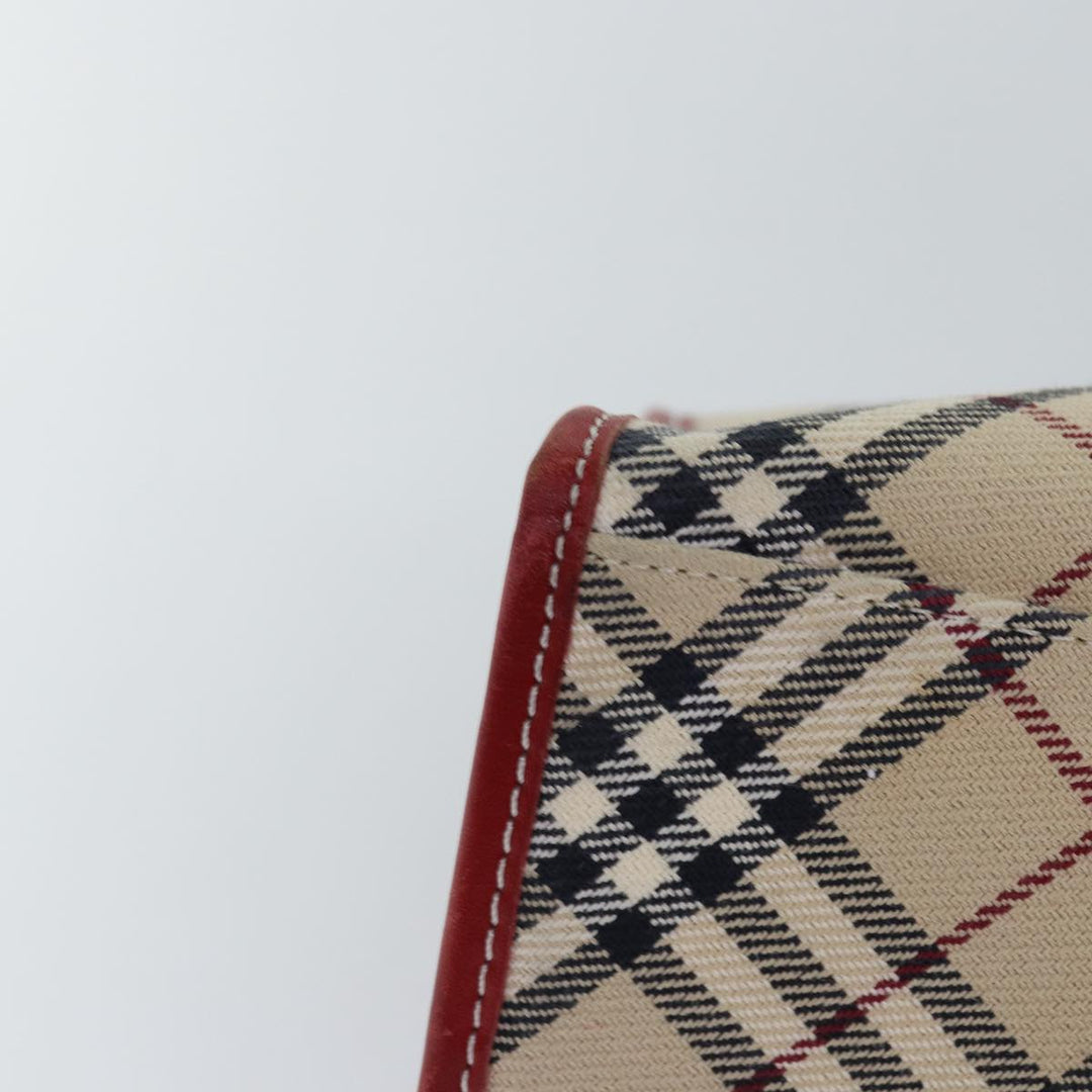 Burberry Nova Check Blue Label Hand Bag Canvas Beige Red Auth 77380