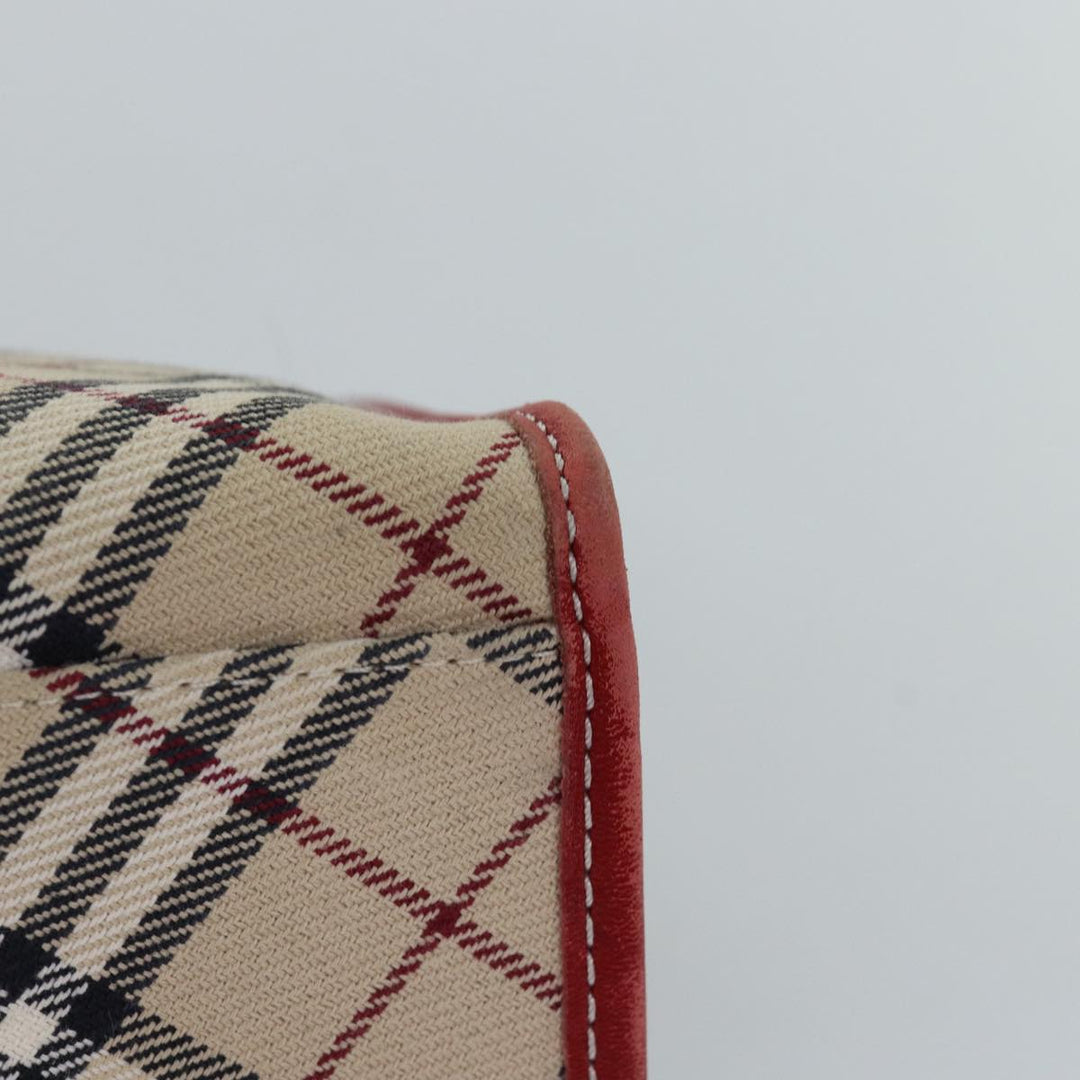 Burberry Nova Check Blue Label Hand Bag Canvas Beige Red Auth 77380