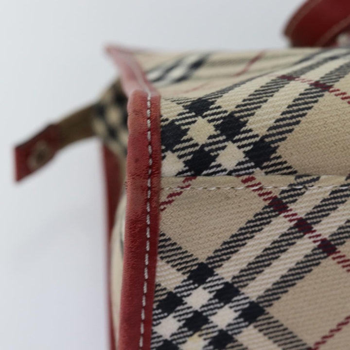 Burberry Nova Check Blue Label Hand Bag Canvas Beige Red Auth 77380