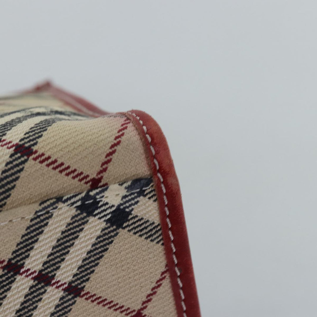 Burberry Nova Check Blue Label Hand Bag Canvas Beige Red Auth 77380