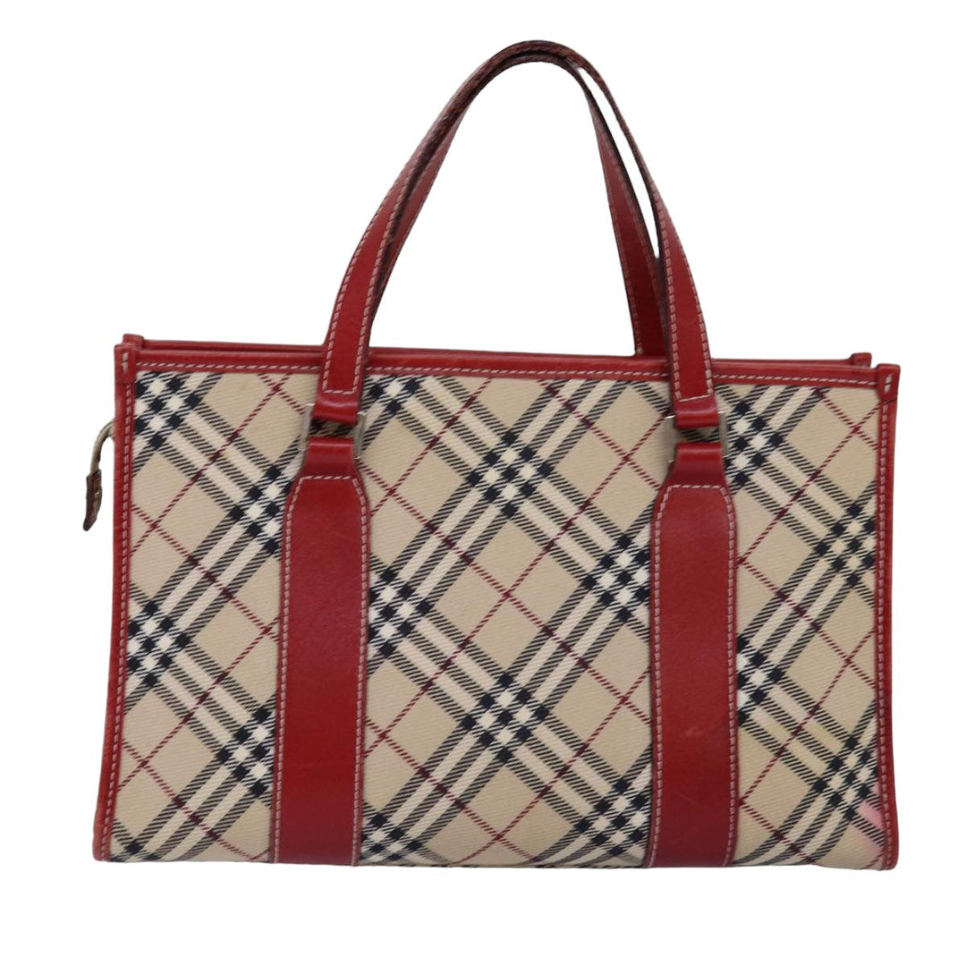 Burberry Nova Check Blue Label Hand Bag Canvas Beige Red Auth 77380
