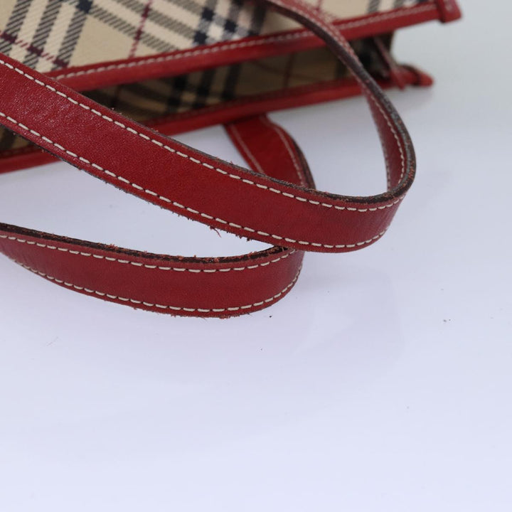 Burberry Nova Check Blue Label Hand Bag Canvas Beige Red Auth 77380