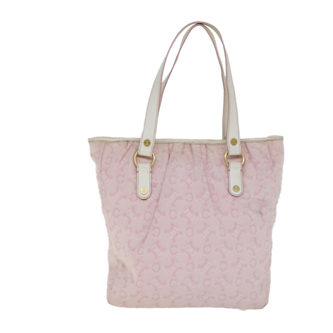 Celine C Macadam Canvas Shoulder Bag Pink Auth 77385
