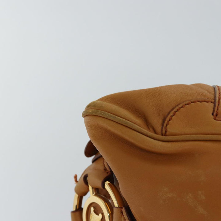 Celine Shoulder Bag Leather Brown  77389