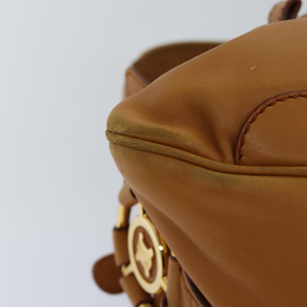 Celine Shoulder Bag Leather Brown  77389