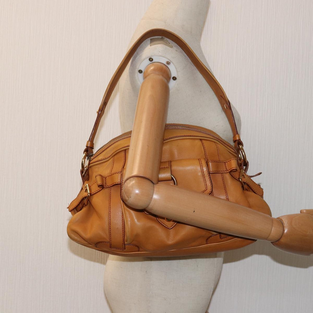 Celine Shoulder Bag Leather Brown  77389