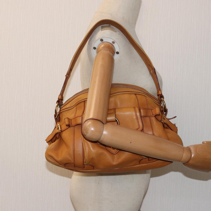 Celine Shoulder Bag Leather Brown  77389