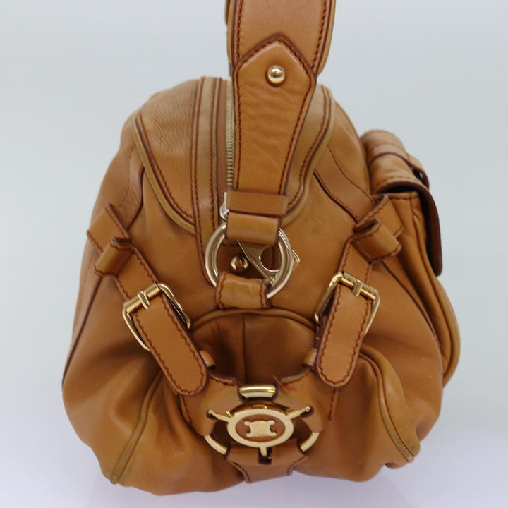 Celine Shoulder Bag Leather Brown  77389
