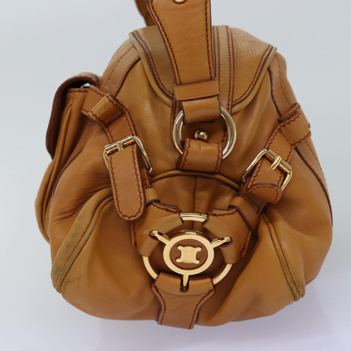 Celine Shoulder Bag Leather Brown  77389