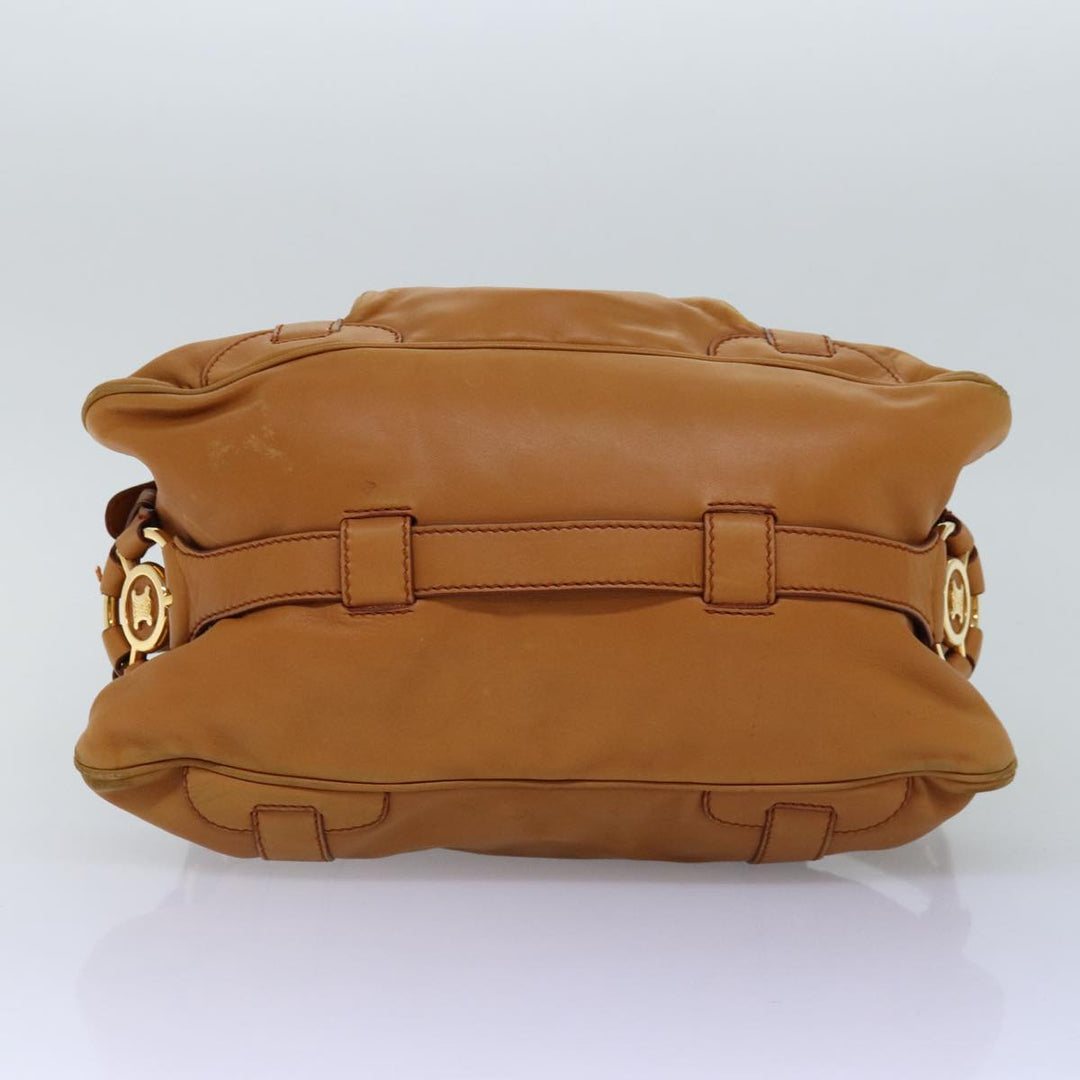 Celine Shoulder Bag Leather Brown  77389