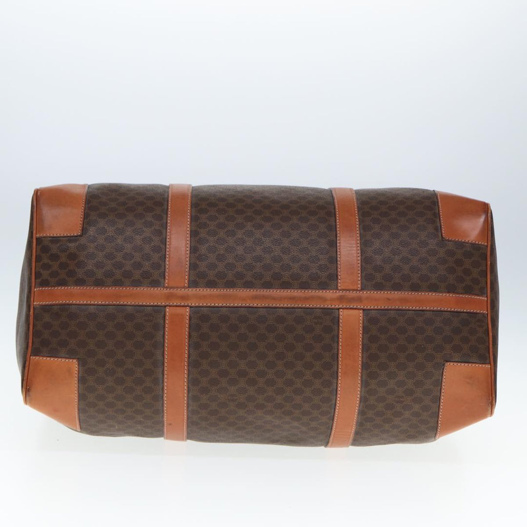 Celine Macadam Canvas Boston Bag PVC Leather Brown  77390