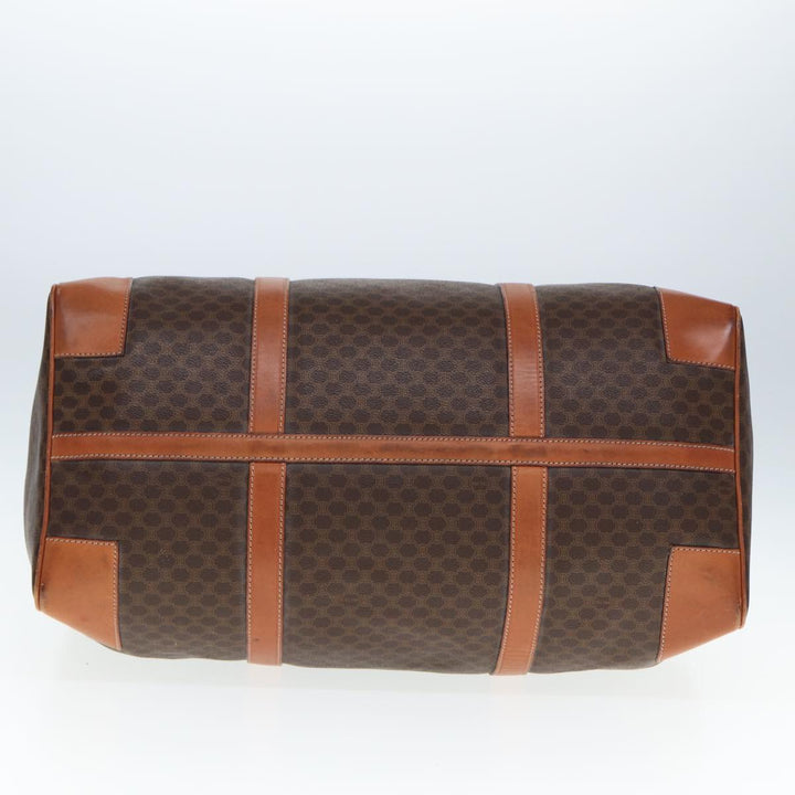 Celine Macadam Canvas Boston Bag PVC Leather Brown  77390