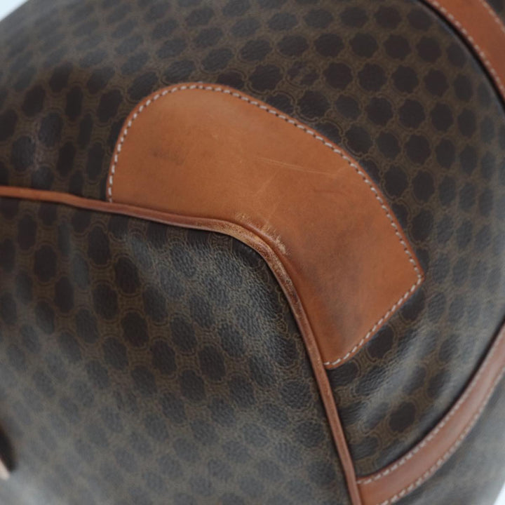 Celine Macadam Canvas Boston Bag PVC Leather Brown  77390