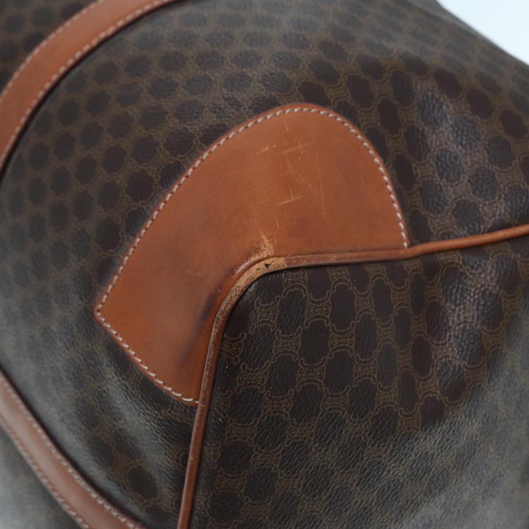 Celine Macadam Canvas Boston Bag PVC Leather Brown  77390