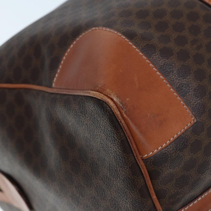 Celine Macadam Canvas Boston Bag PVC Leather Brown  77390