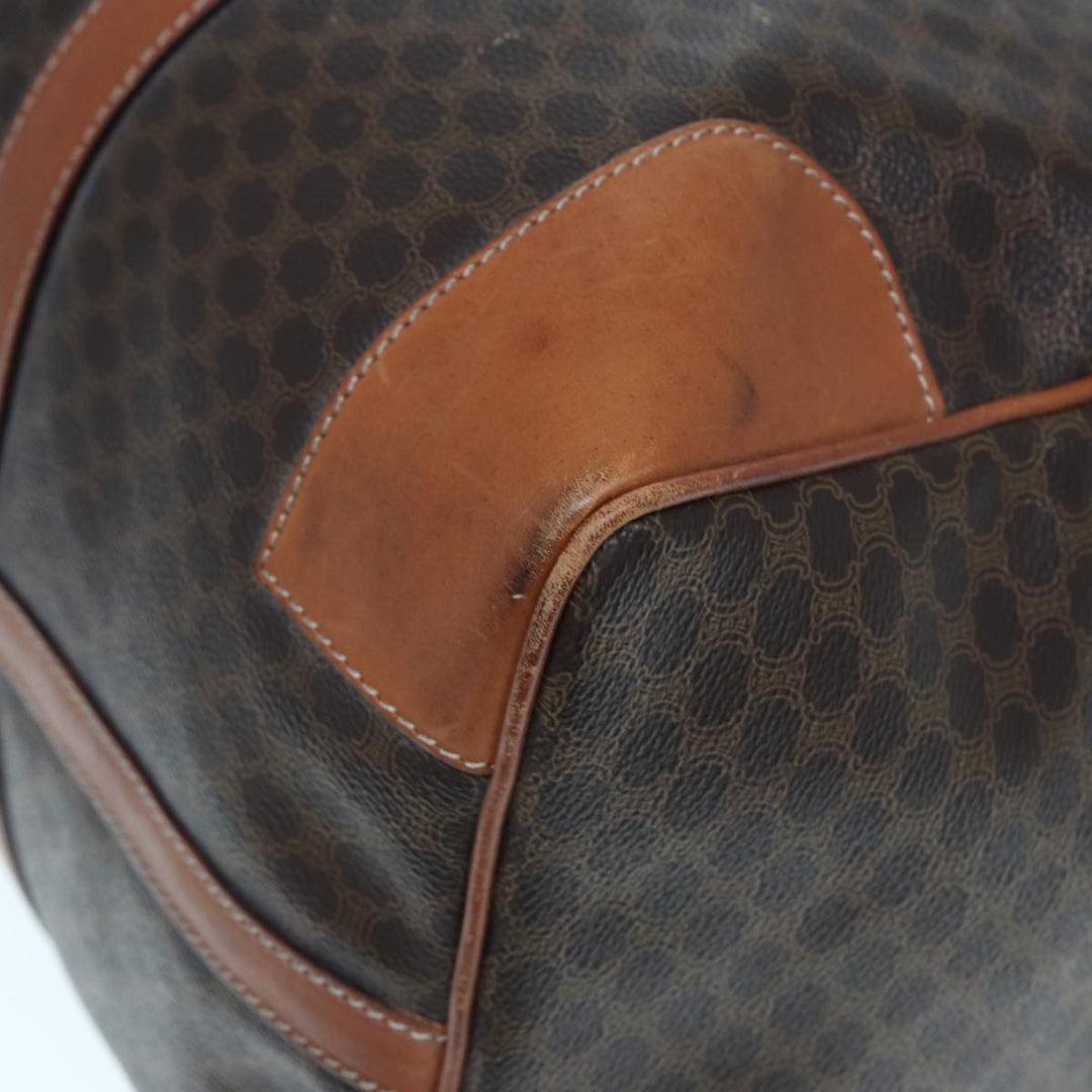 Celine Macadam Canvas Boston Bag PVC Leather Brown  77390