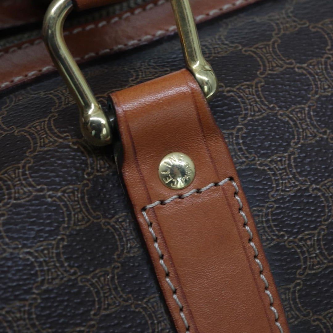 Celine Macadam Canvas Boston Bag PVC Leather Brown  77390