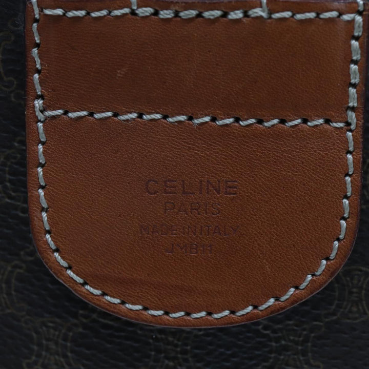 Celine Macadam Canvas Boston Bag PVC Leather Brown  77390