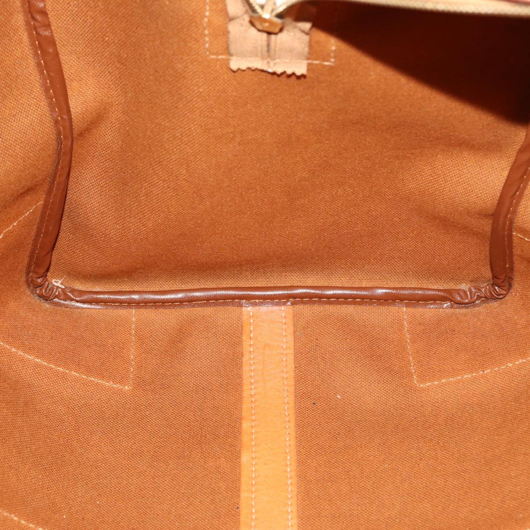 Celine Macadam Canvas Boston Bag PVC Leather Brown  77390
