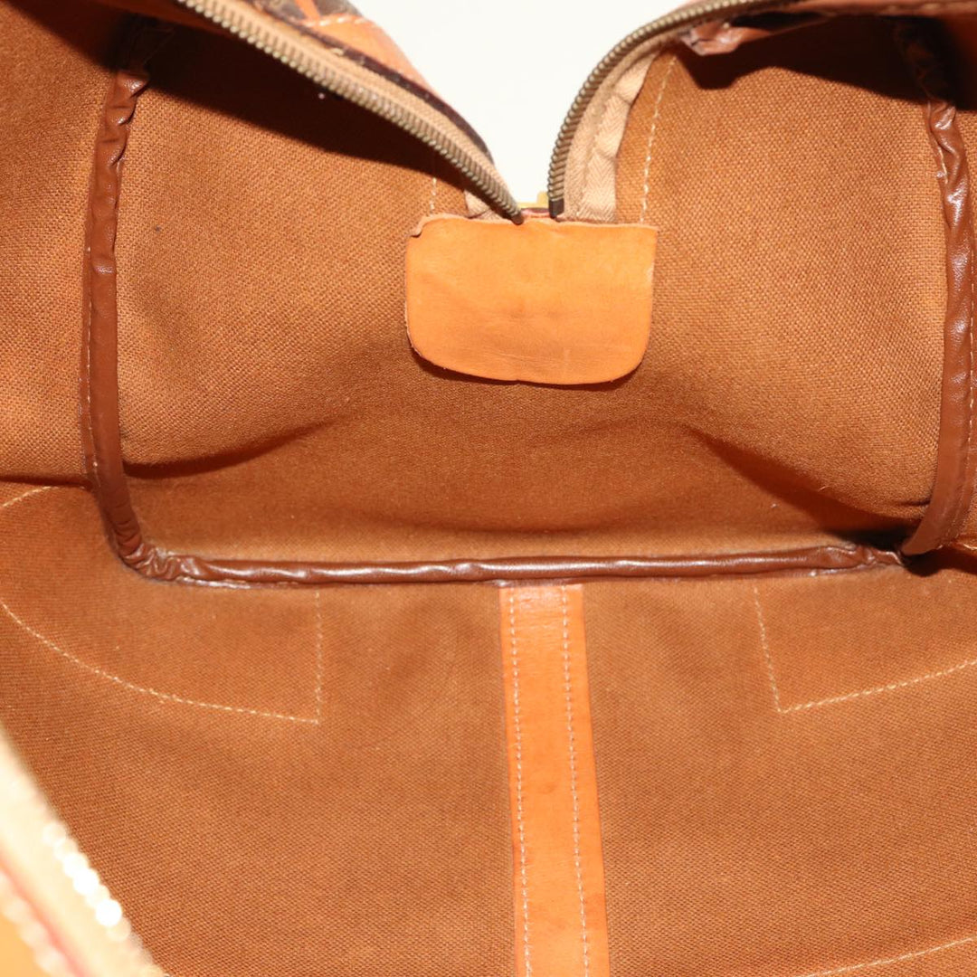 Celine Macadam Canvas Boston Bag PVC Leather Brown  77390