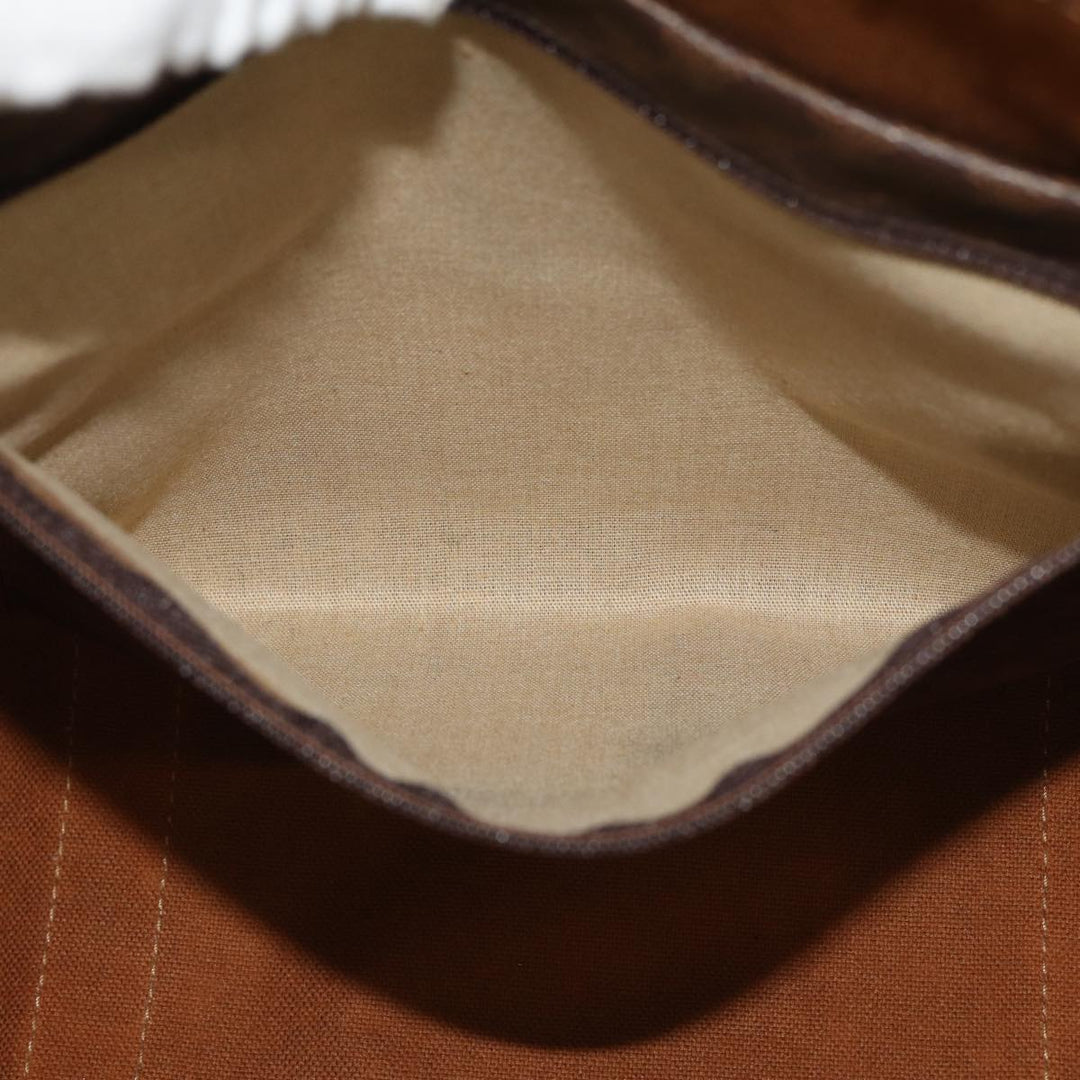 Celine Macadam Canvas Boston Bag PVC Leather Brown  77390