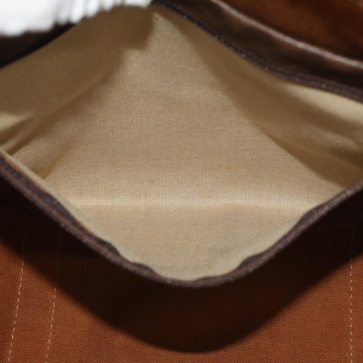 Celine Macadam Canvas Boston Bag PVC Leather Brown  77390