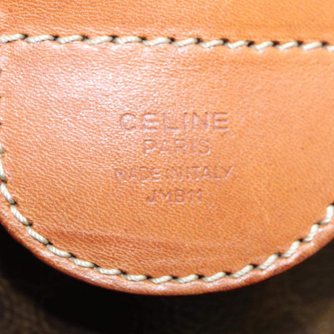 Celine Macadam Canvas Boston Bag PVC Leather Brown  77390