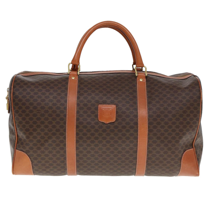 Celine Macadam Canvas Boston Bag PVC Leather Brown  77390