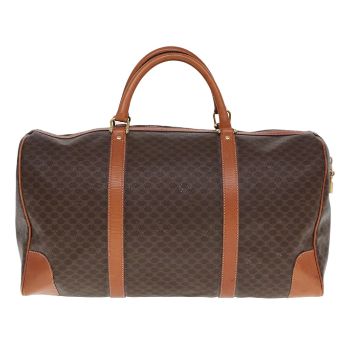 Celine Macadam Canvas Boston Bag PVC Leather Brown  77390
