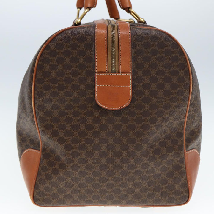 Celine Macadam Canvas Boston Bag PVC Leather Brown  77390