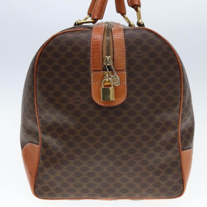 Celine Macadam Canvas Boston Bag PVC Leather Brown  77390