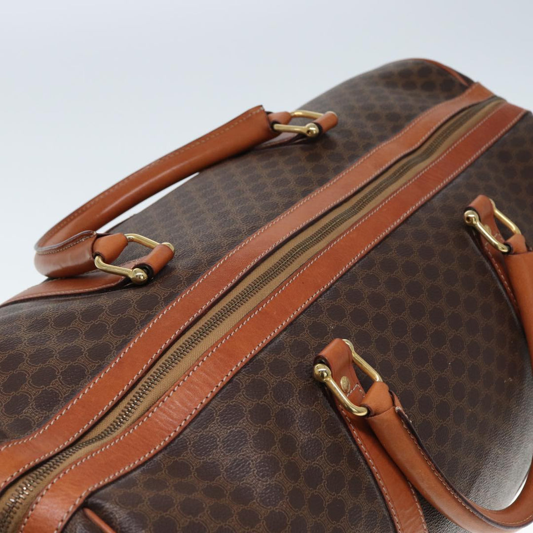 Celine Macadam Canvas Boston Bag PVC Leather Brown  77390