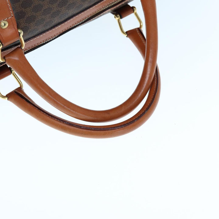 Celine Macadam Canvas Boston Bag PVC Leather Brown  77390