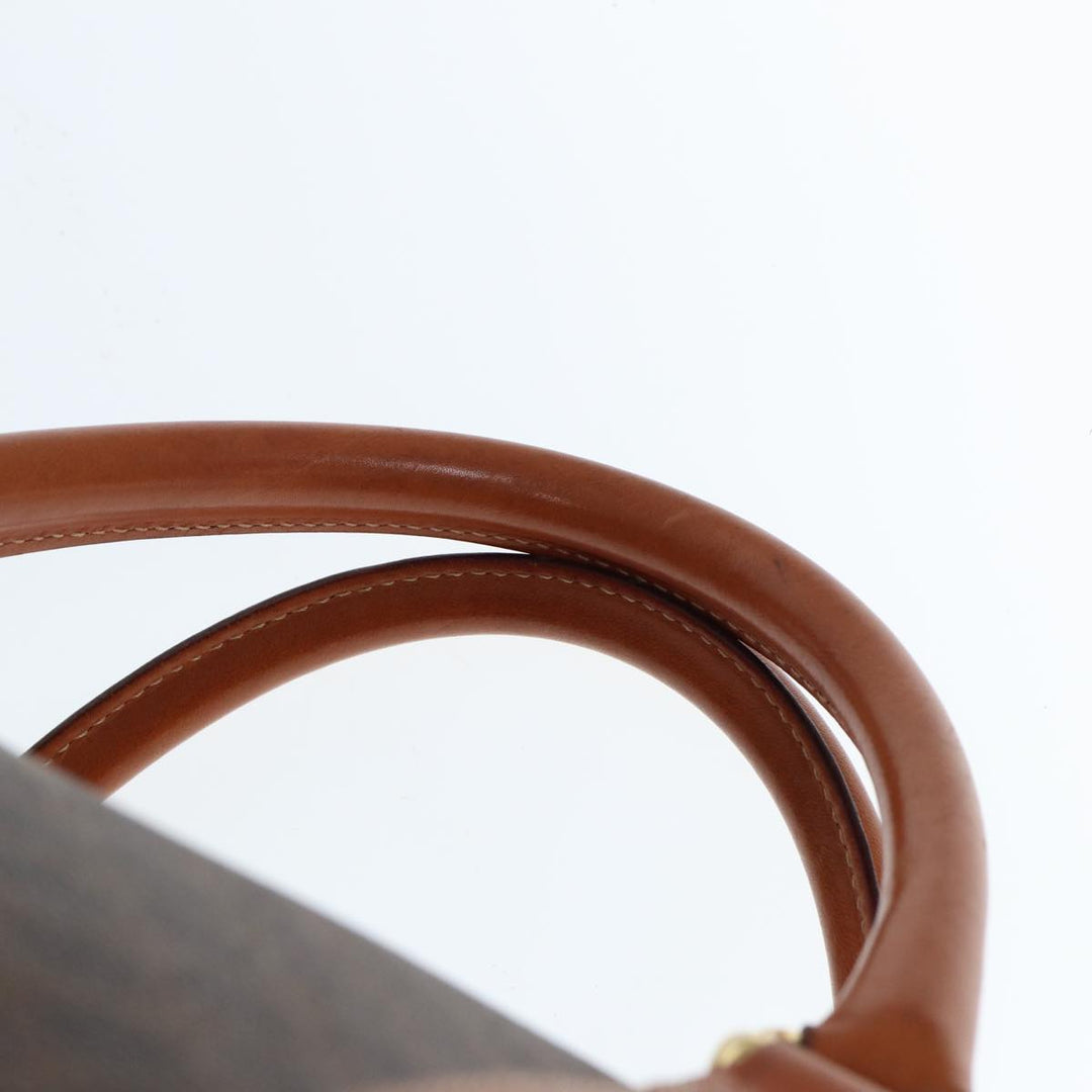 Celine Macadam Canvas Boston Bag PVC Leather Brown  77390