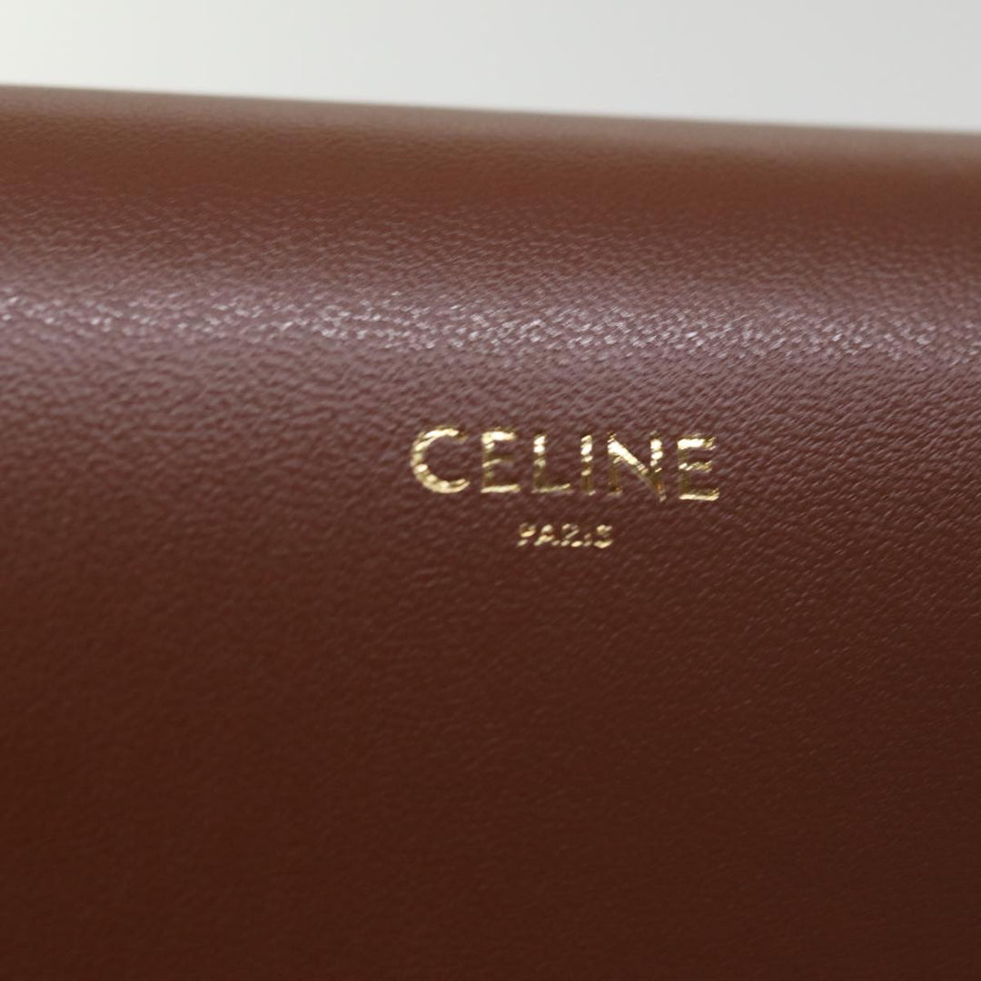 Celine Shoulder Pouch Leather Brown  77443
