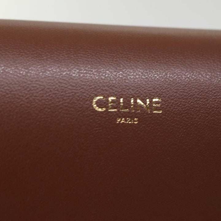 Celine Shoulder Pouch Leather Brown  77443