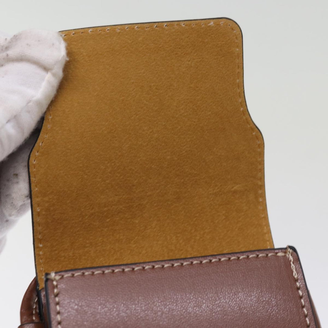 Celine Shoulder Pouch Leather Brown  77443
