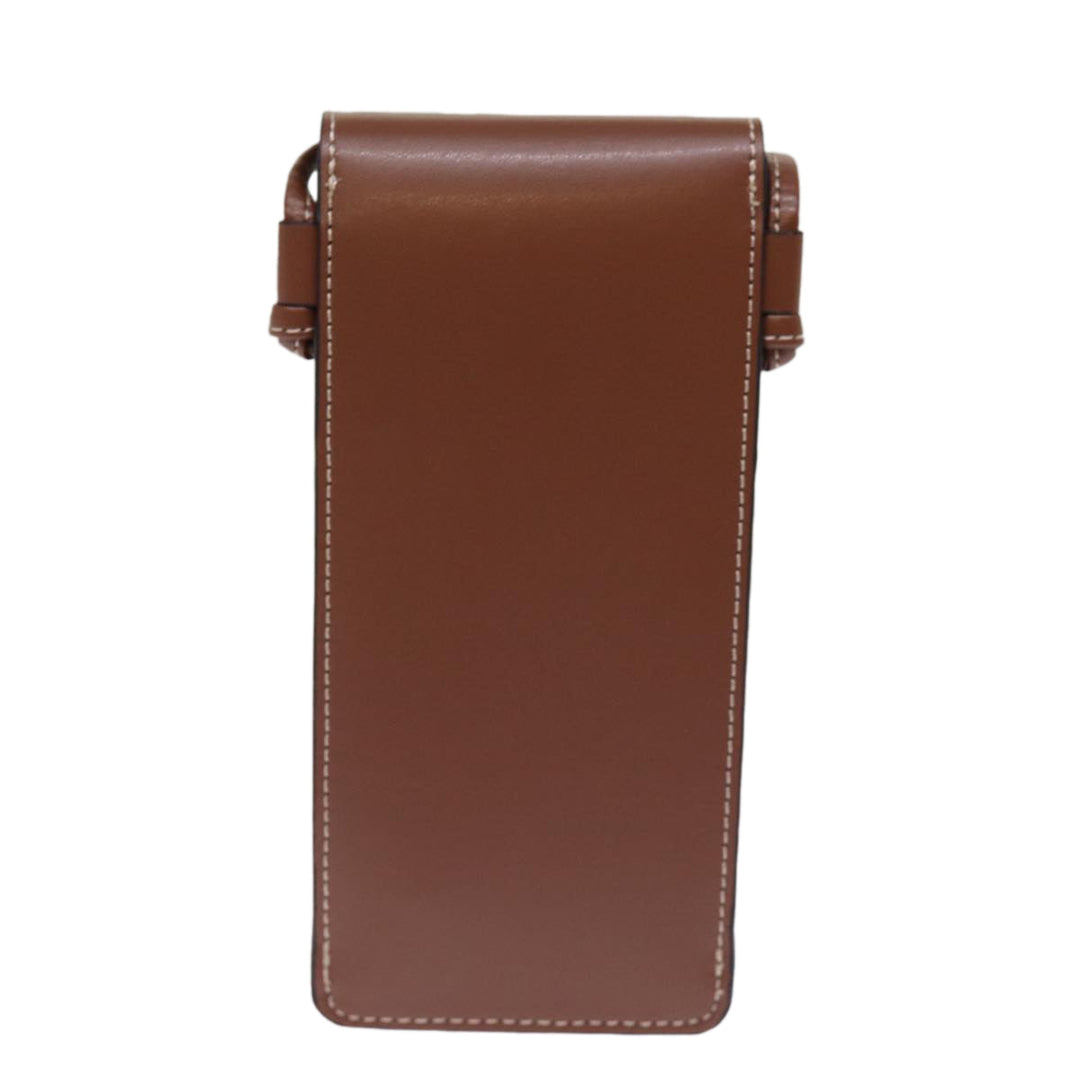 Celine Shoulder Pouch Leather Brown  77443