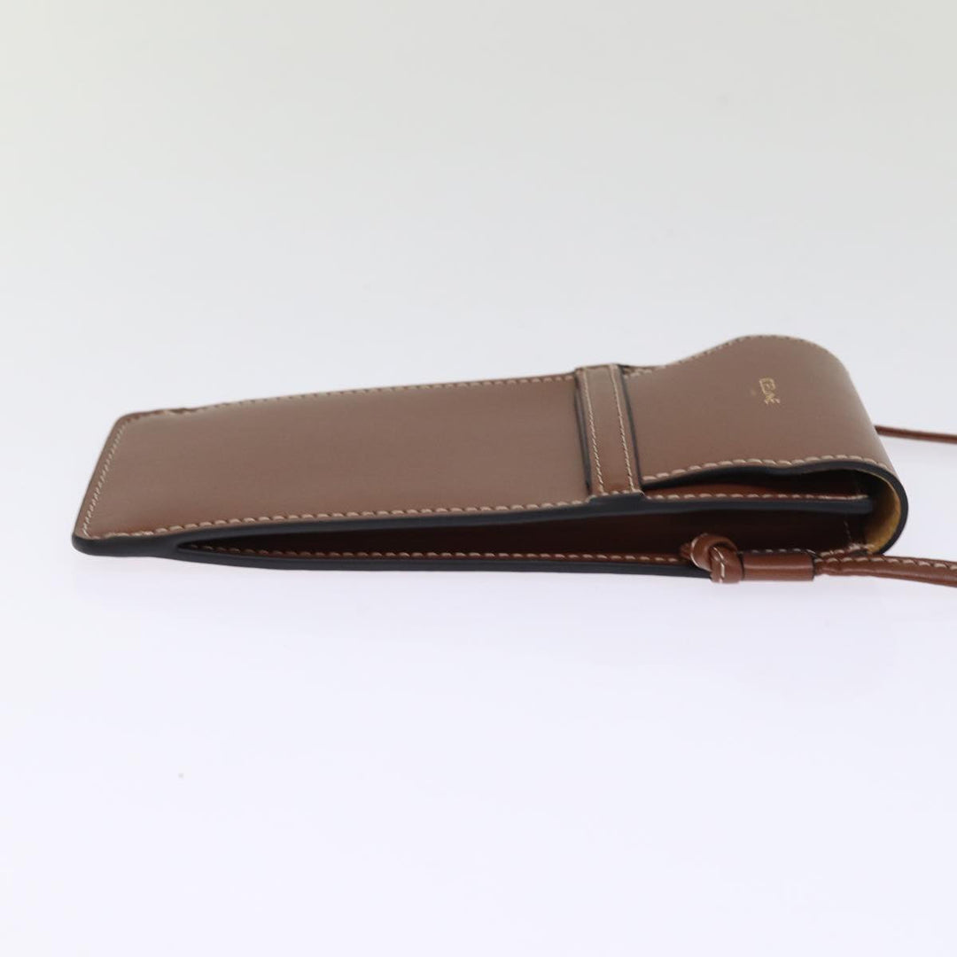 Celine Shoulder Pouch Leather Brown  77443
