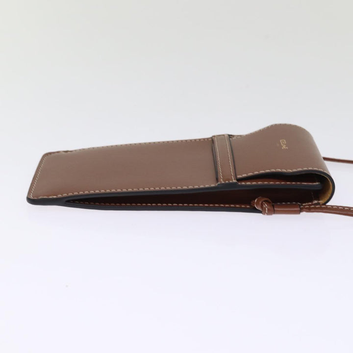 Celine Shoulder Pouch Leather Brown  77443