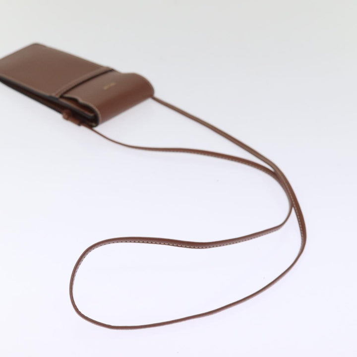 Celine Shoulder Pouch Leather Brown  77443