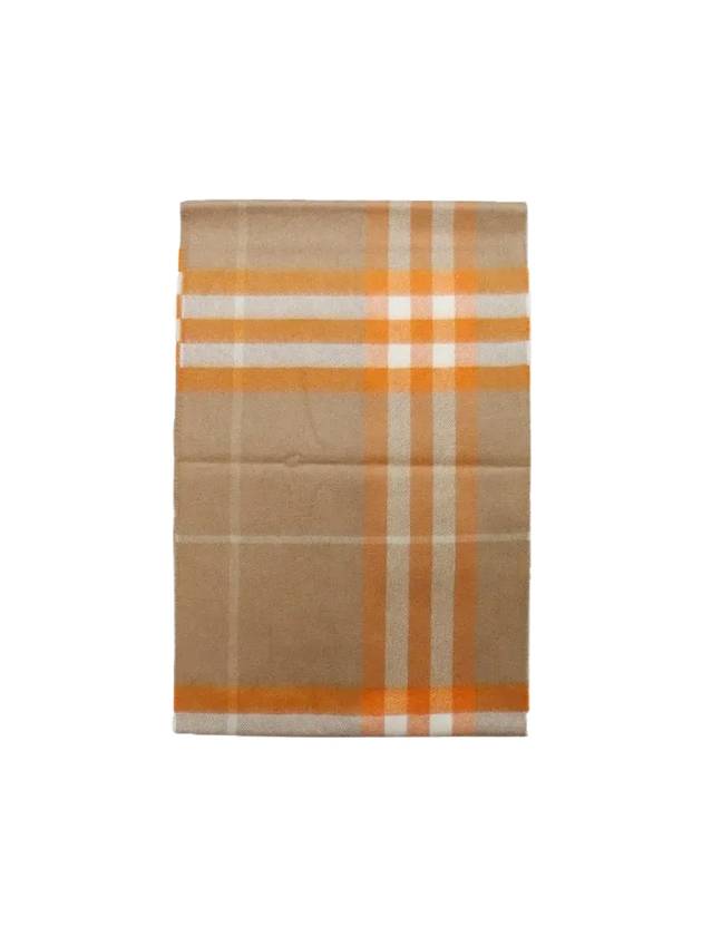 Burberry Classic Check Cashmere Scarf Camel Orange