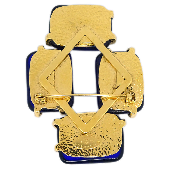 Top Quality Chanel 1994 Gold & Blue Gripoix 'CC' Brooch