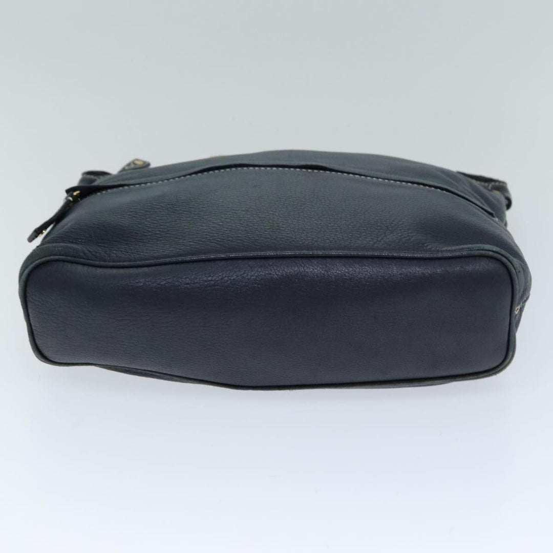 Celine Shoulder Bag Leather Navy Auth 77511